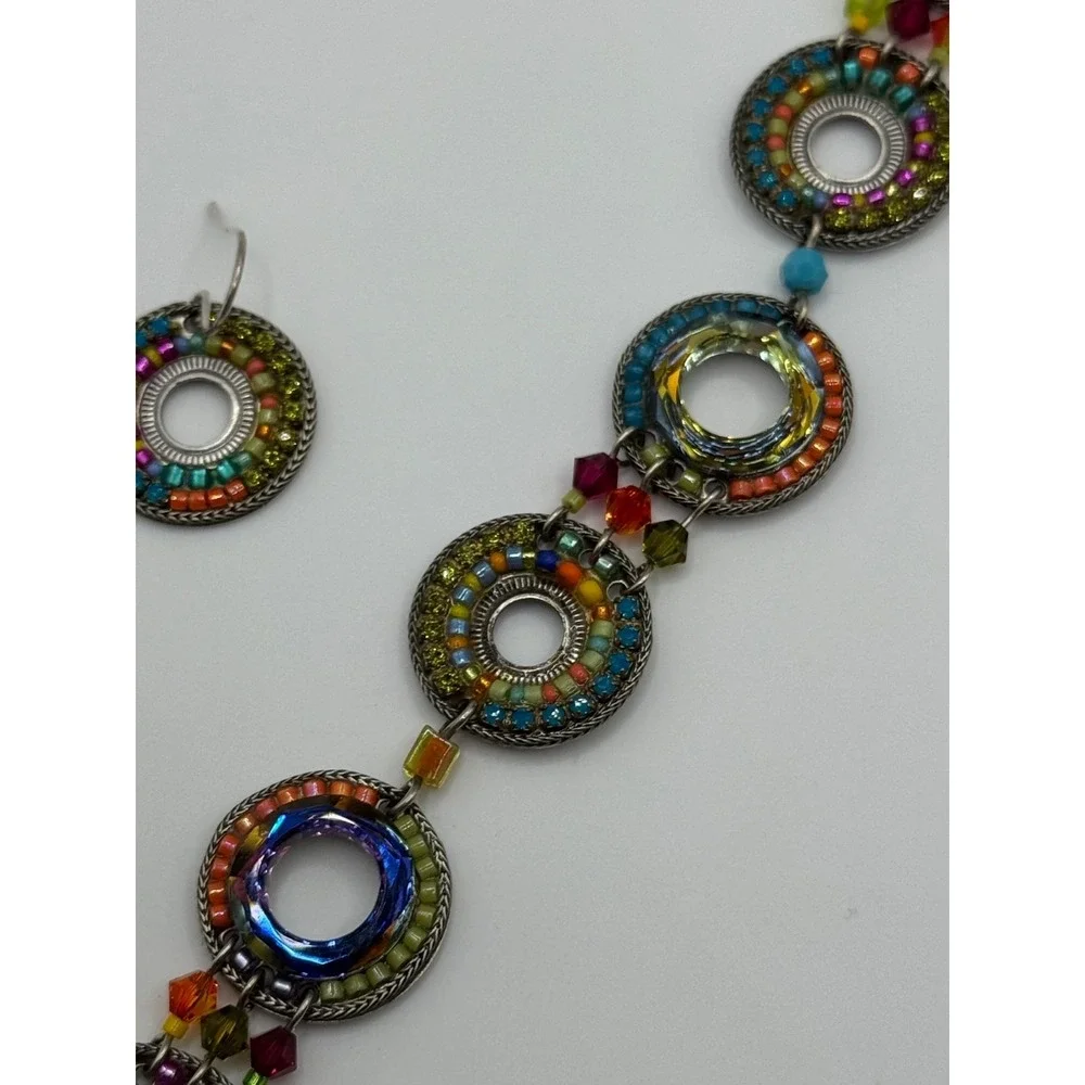 Firefly Multicolor‎ Crystal Rhinestone Circle Bracelet & Earrings